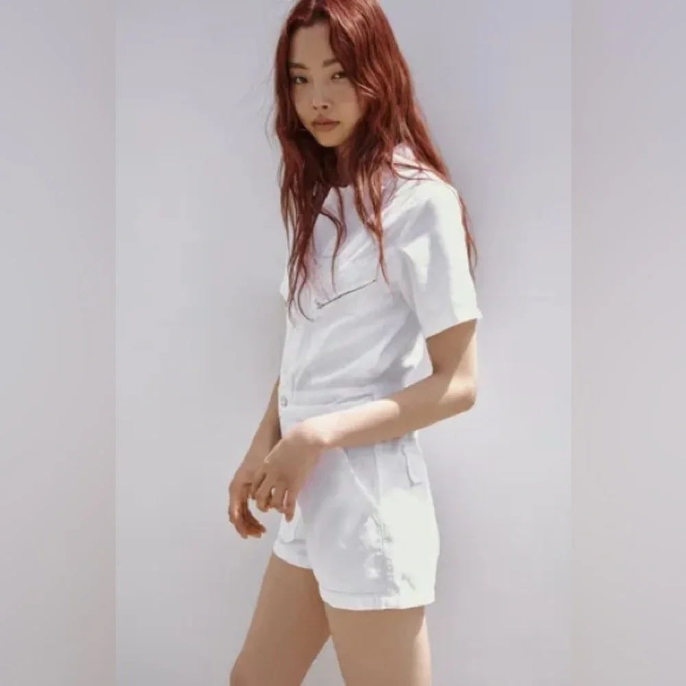 Zara Utility Romper Zip Up Short WHITE Size M NEW - Picture 4 of 5